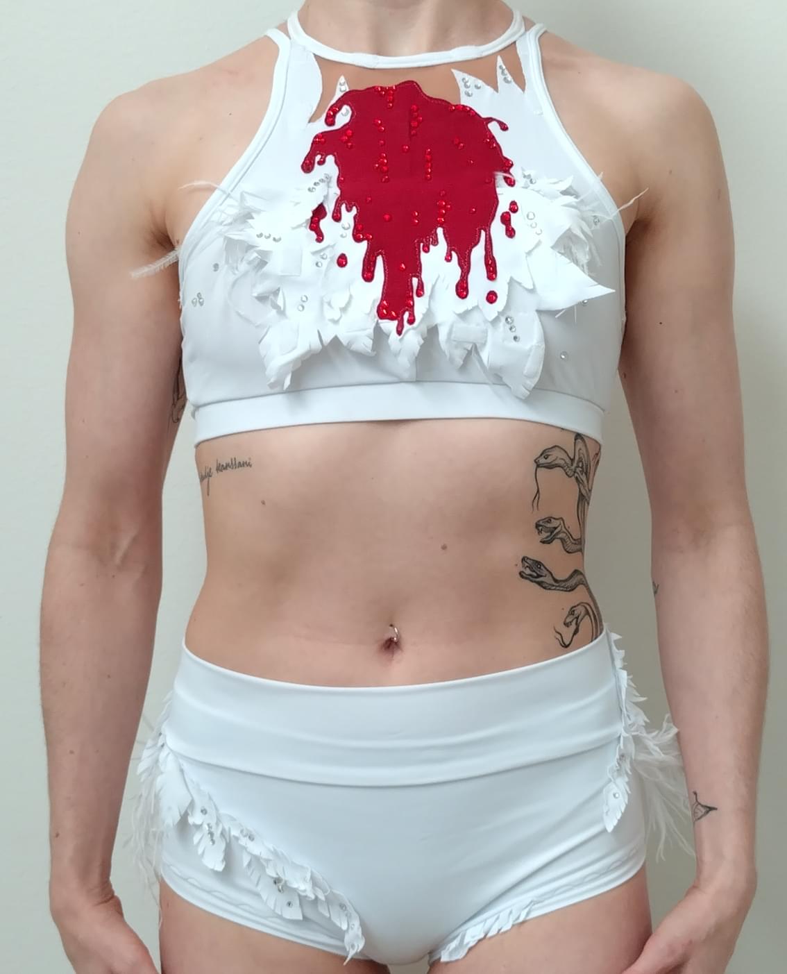 Swan pole dance performance costume